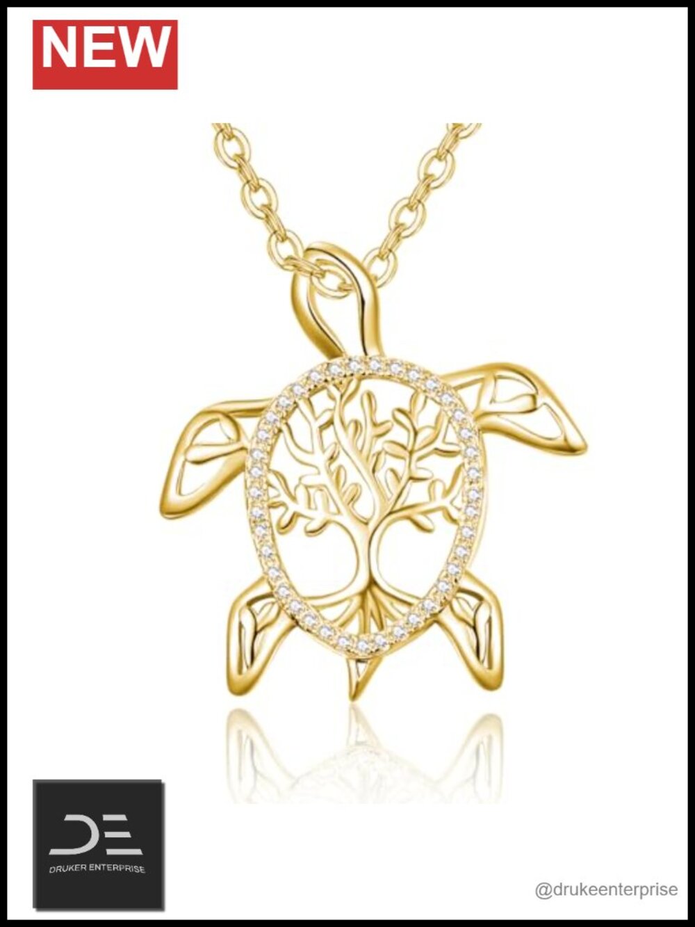 925 Sterling Silver Tree of Life Sea Turtle Pendant Necklace